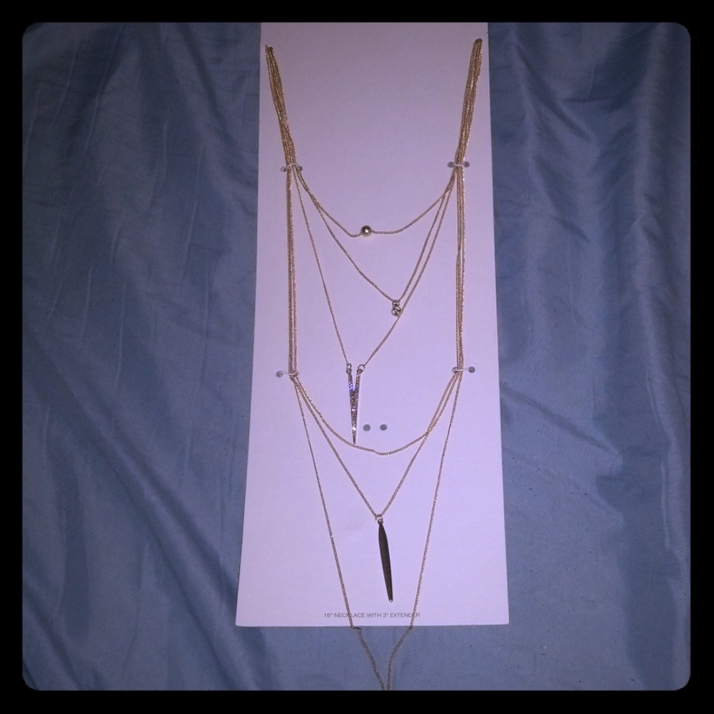 4 layer gold necklace with extender